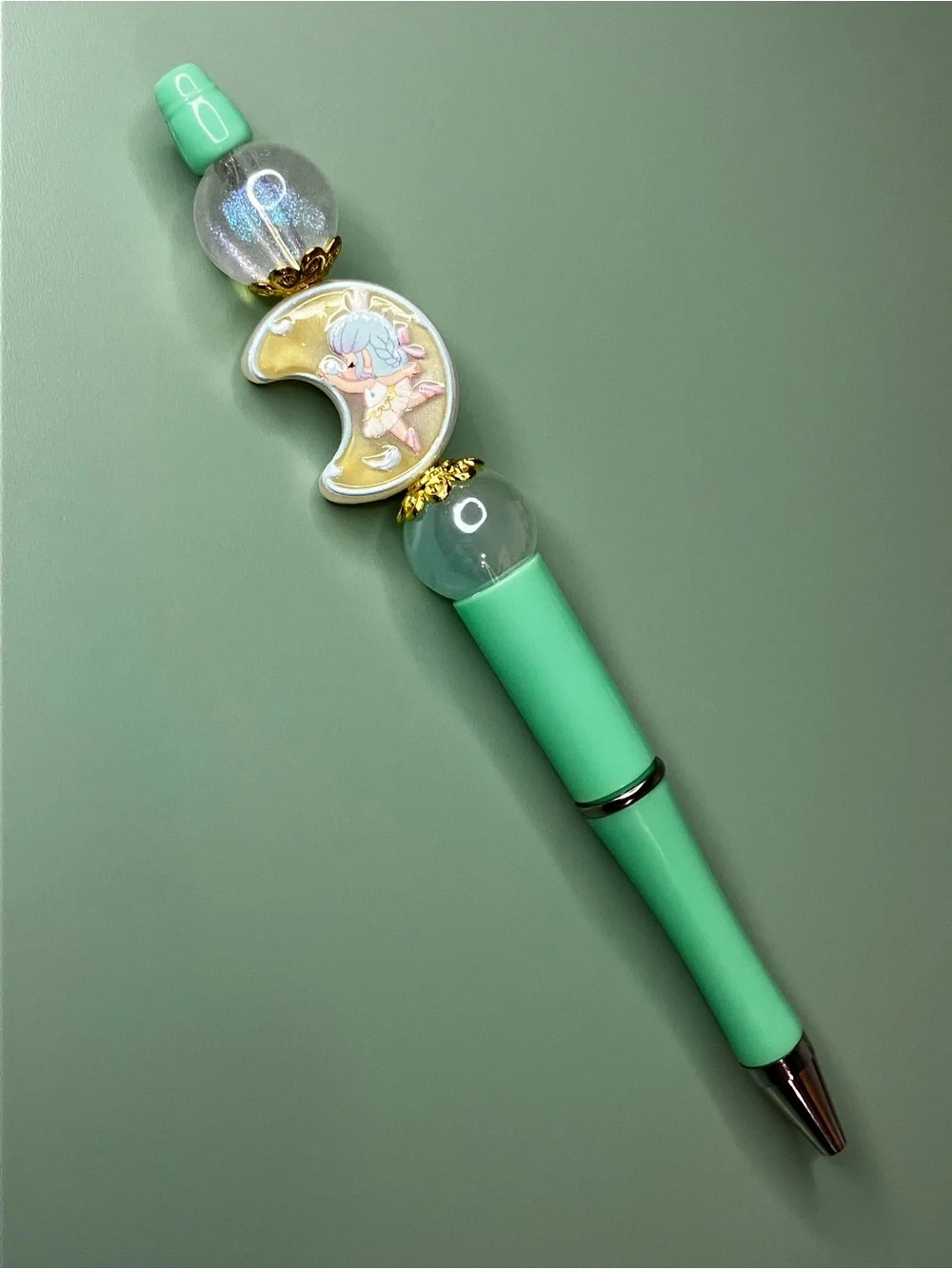Bubble Princess Moon Handmade Beaded Pen